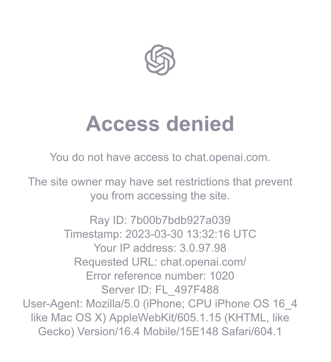 Open AI访问受限的界面